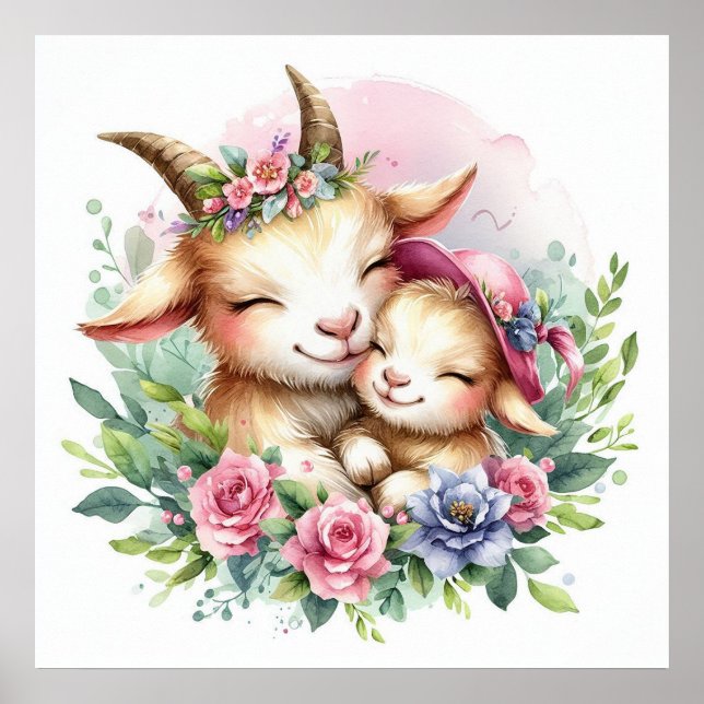 Póster Mamá y la cabra bebé (Frente)