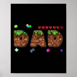 Póster Mamá y Papá del niño de cumpleaños Pixel juego Mat