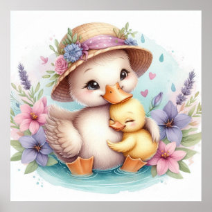 Póster Mamá y patito