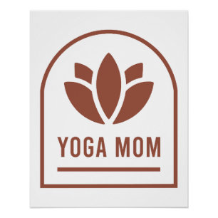 Póster Mamá yoga madre flor de loto estética boho