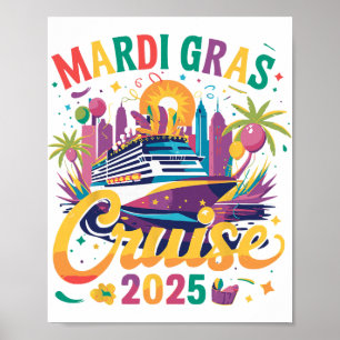 Póster Mamáes de crucero familiar Mardi Gras Carnival Cru