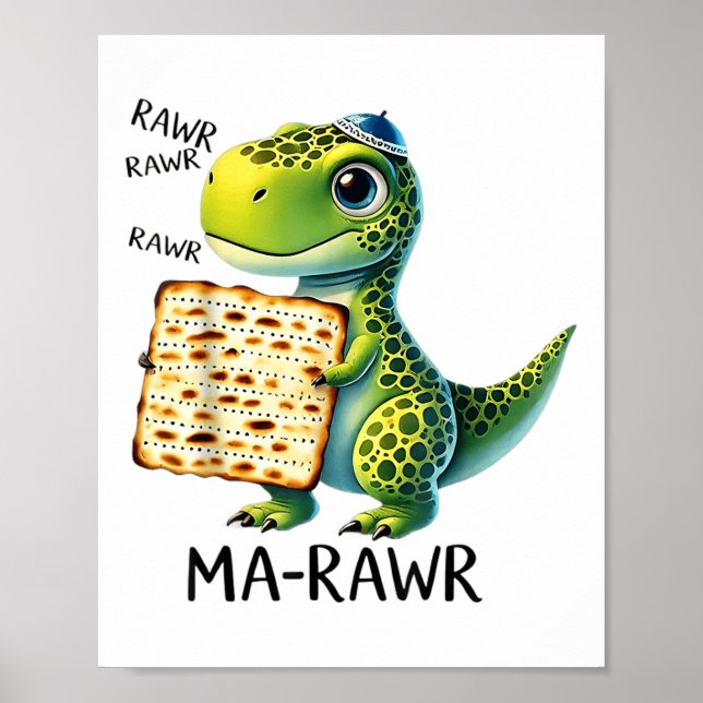 Póster Mamáes de Pover Maror rugen Dinosaur Funny Pesach  (Frente)
