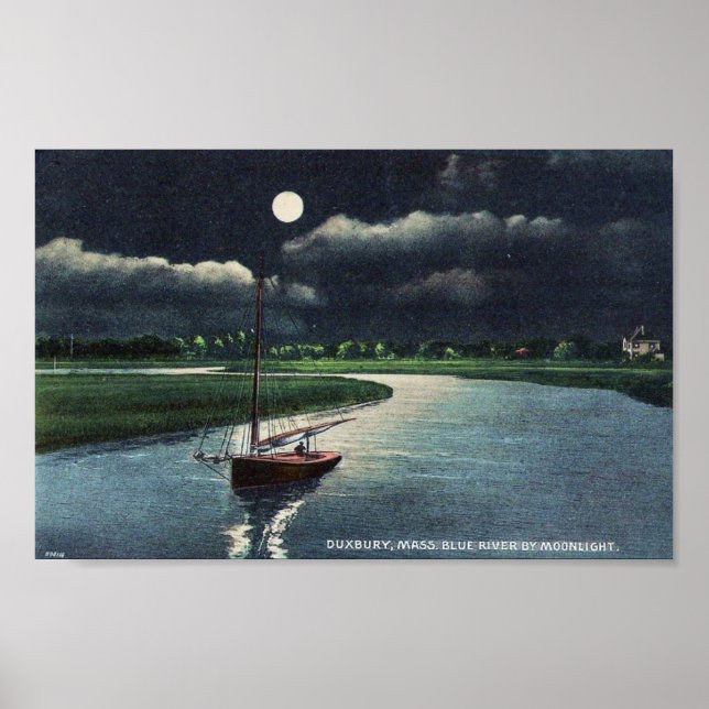 Póster mamáes duxbury, río azul por luz lunar (Frente)
