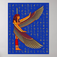 Mamáes en jeroglíficos dorados en Poster azul