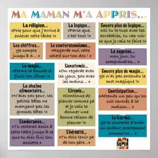 Póster "Mamáes Maman m'a appris" - Moi Super Maman