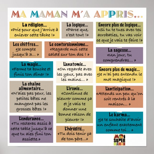 Póster "Mamáes Maman m'a appris" - Moi Super Maman (Frente)
