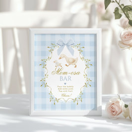 Póster Mamasa Silly Goose bar Gingham Azul