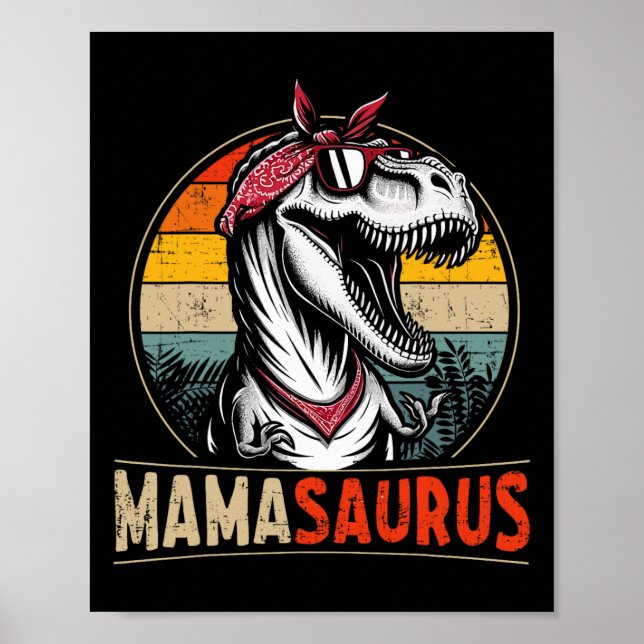Póster Mamasaurus Dinosaur Mamá Para El Día De La Madre N (Frente)