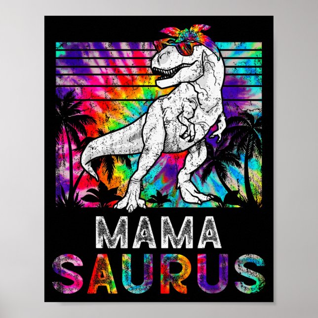 Póster Mamasaurus Dinosaur Mama Saurus Family Matching Ti (Frente)