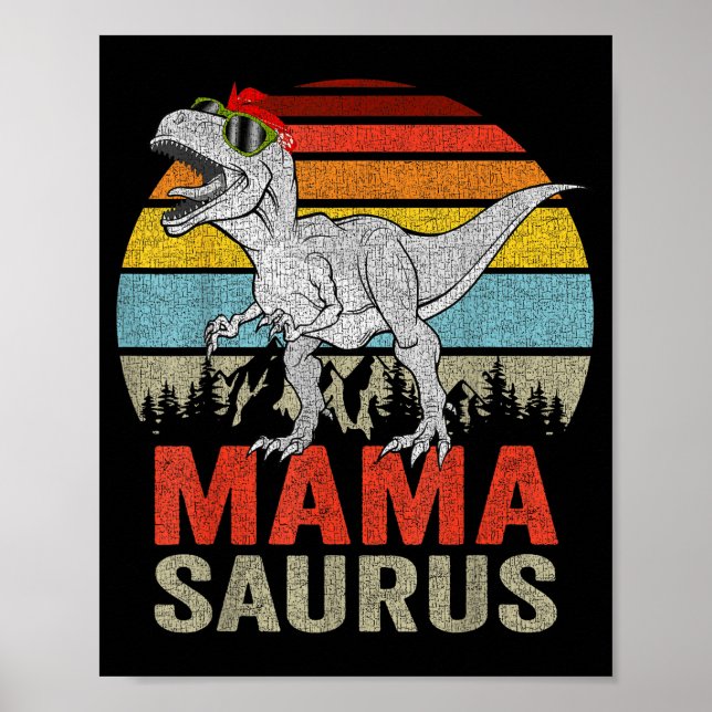 Póster Mamasaurus Dinosaur Mama Saurus T Rex Funny Family (Frente)