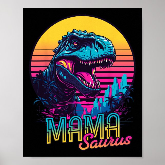 Póster Mamasaurus Funny Dinosaur Mama Saurus Trex Mom Mot (Frente)