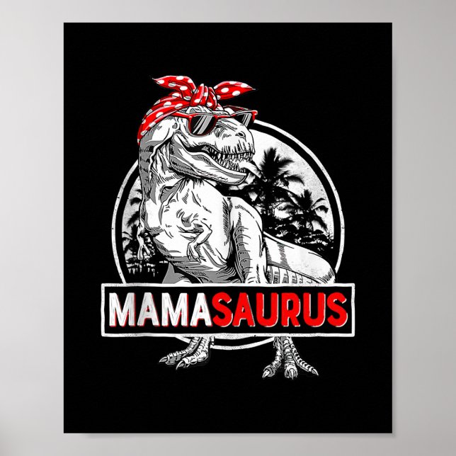 Póster Mamasaurus T Rex Dinosaur Funny Día de la Madre pa (Frente)