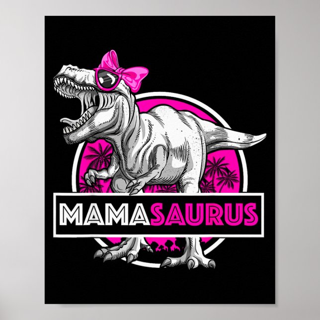 Póster Mamasaurus T-rex Matching Funny Mother Saurus Dino (Frente)