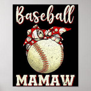 Póster Mamaw beisbol vintage softball leopardo mujeres