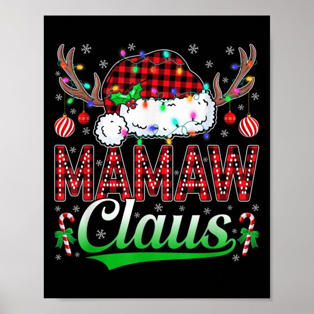 Póster Mamaw Claus Christmas Lights Matching Family Xmas  (Frente)