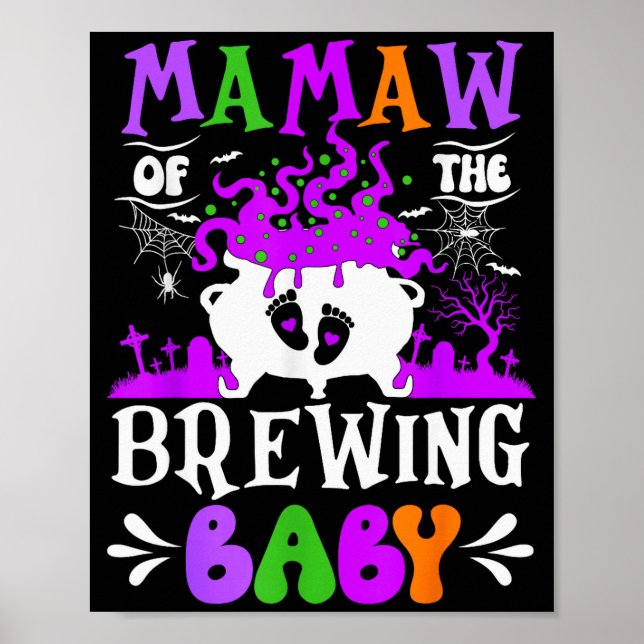 Póster Mamaw Of The Brewing Baby Grandma To Be Halloween  (Frente)