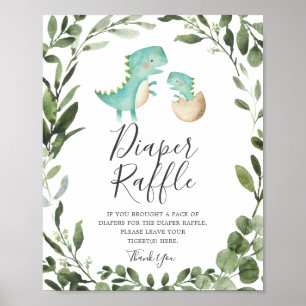 Póster Mami Baby Dinosaur Baby Shower Diaper Raffle Rótul