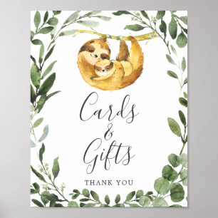 Póster Mami Baby Sloth Baby Shower Cards and Gifts Rótulo