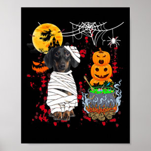 Póster Mami Dachshund Perro Halloween Perro Scary Calabaz