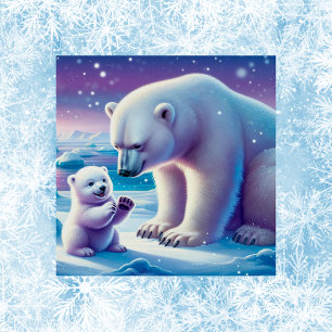 Póster Mami Polar Oso con Cub