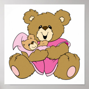 Póster Mami y la niña de oso