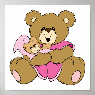 Póster Mami y la niña de oso