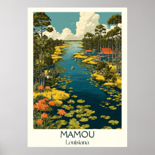 Póster Mamou Louisiana Vintage Bayou Lilies Travel Art