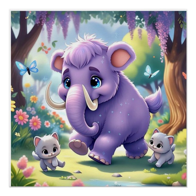 Póster Mamut Bebé Adorable (Anverso)