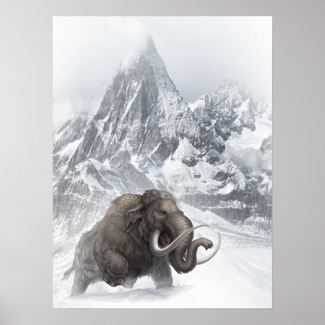 Póster Mamut lúgubre Edad de hielo animal prehistórico (Frente)