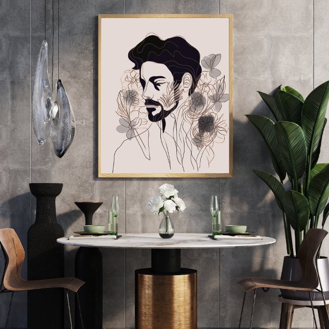 Póster Man Black Line Art con estilo Flower Boho (Subido por el creador)