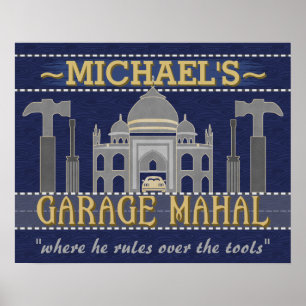 Póster Man Cave Garage Mahal Funny Guy Humor   PERSONALIZ