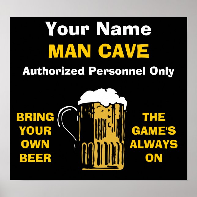 Póster Man Cave Poster AGREGAR SU NOMBRE (Frente)