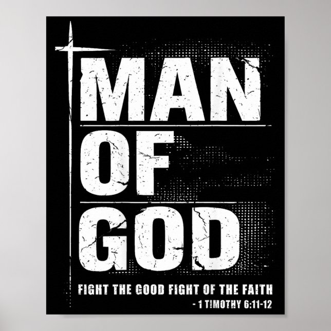 Póster Man Of God Christian Dad Bible Verse Timothy 6 11  (Frente)