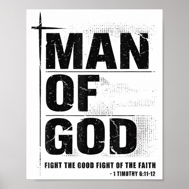 Póster Man Of God Christian Dad Bible Verse Timothy 6 11  (Frente)