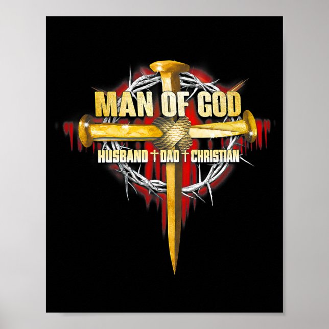 Póster Man Of God Husband Dad Christian Jesus Apparel (Frente)
