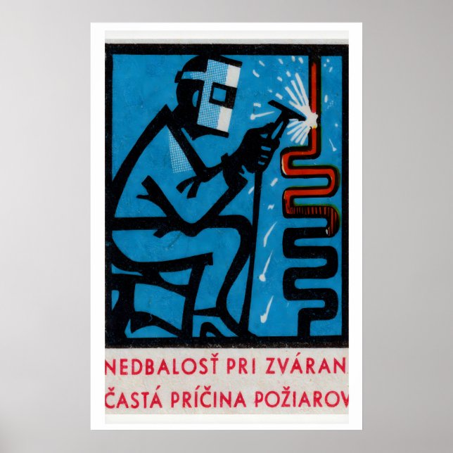 Póster Man Welding - Matchbox Print - Czech Wall Art (Frente)