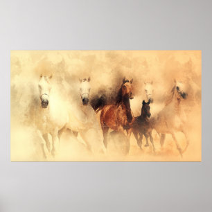 Póster Manada De Caballos