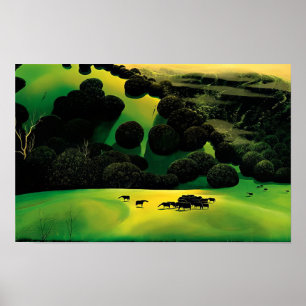 Póster Manada de Caballos - Realismo Mágico Eyvind Earle
