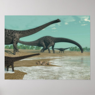Póster Manada de los dinosaurios del Diplodocus - 3D