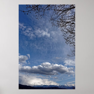Póster Manada de nubes sobre montañas Fagaras Rumania