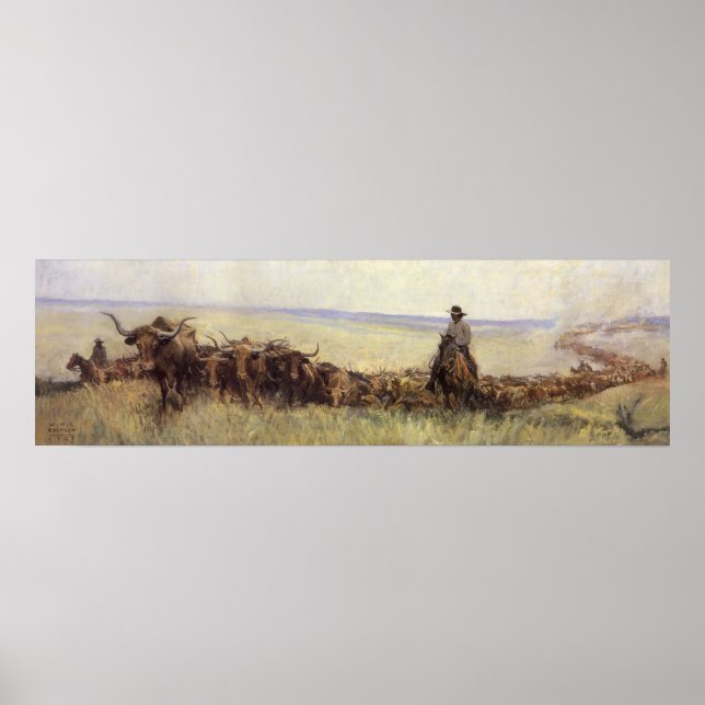 Póster Manada de senderos a Wyoming por WHD Koerner (Frente)