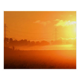 Póster Mañana amanecer con niebla