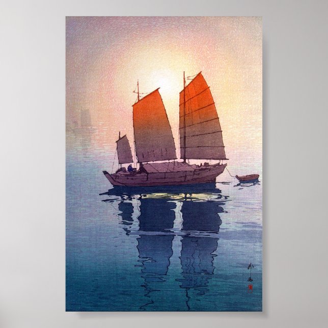 Póster Mañana de Hiroshi Yoshida, japonés oriental de Gua (Frente)