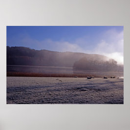 Póster Mañana de invierno fría Esthwaite Water England