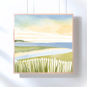 Póster Mañana en Chatham   Pintura en acuarela de Cape Co