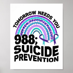 Póster Mañana Te Necesita 988 Avisos De Prevención Del Su