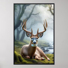 Póster Mañana tranquila en los bosques con marco opcional