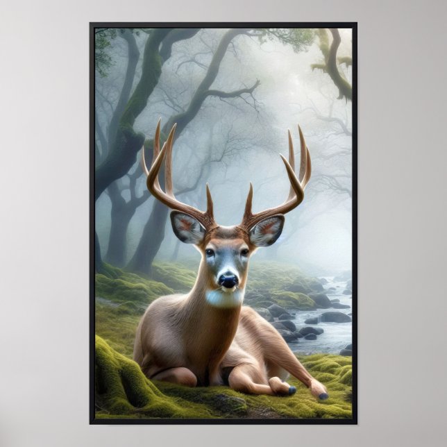 Póster Mañana tranquila en los bosques con marco opcional (Frente)