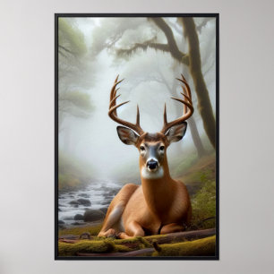 Póster Mañana tranquila en los bosques con marco opcional