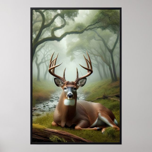 Póster Mañana tranquila en los bosques con marco opcional (Frente)